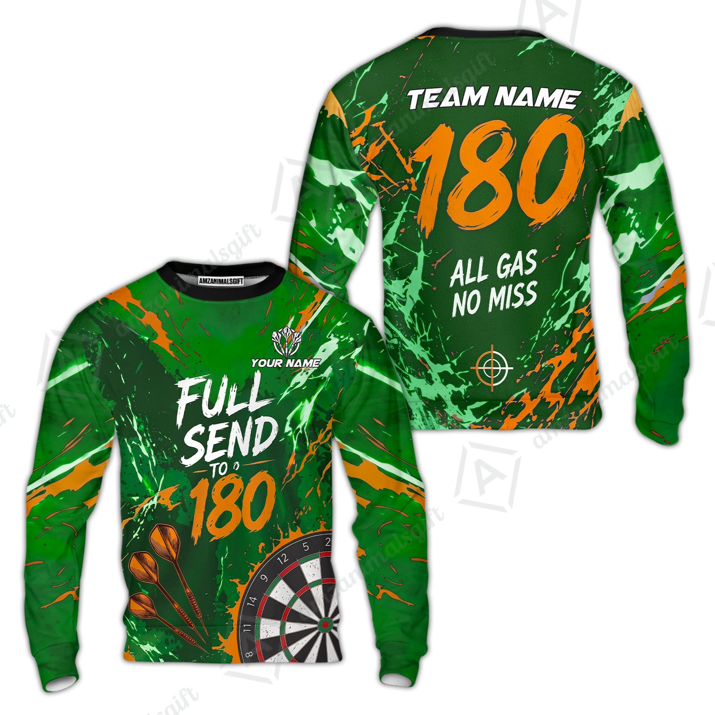 Customized Darts Team Jersey, Full Send To 180, All Gas No Miss, Personalized Polo Shirt For Players With Name & Team Name