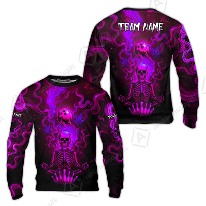 Custom Bowling Team Unisex Polo Shirt, Neon Skull CNB Bowling Custom Shirt Featuring Personalized Name and Team Name