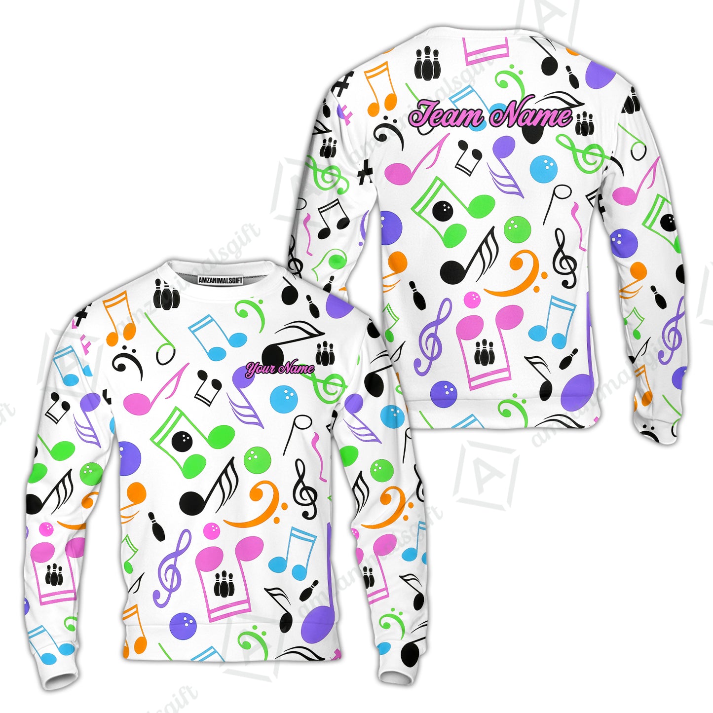 Custom Bowling Jersey Polo Shirt, Colorful Music Bowling, Custom Bowling Jersey Team Shirt For Players With Name & Team Name