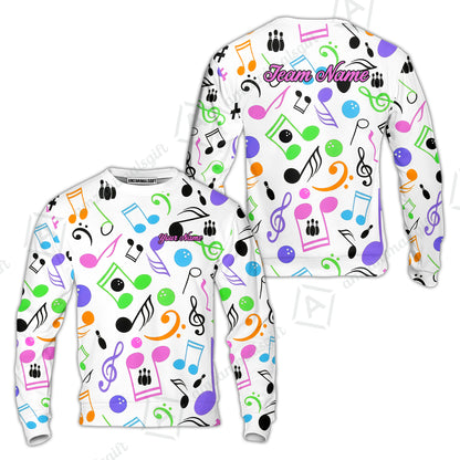 Custom Bowling Jersey Polo Shirt, Colorful Music Bowling, Custom Bowling Jersey Team Shirt For Players With Name & Team Name