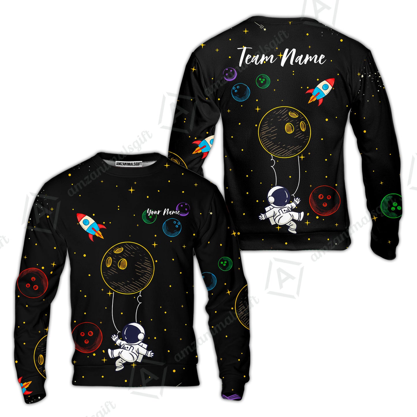 Custom Bowling Jersey Polo Shirt, Spaceman Bowling Galaxy, Custom Bowling Jersey Team Shirt For Players With Name and Team Name