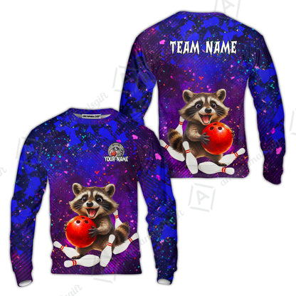 Custom Bowling Jersey Polo Shirt, Funny Raccoon Bowling, Custom Bowling Jersey Team Shirt For Players With Name & Team Name