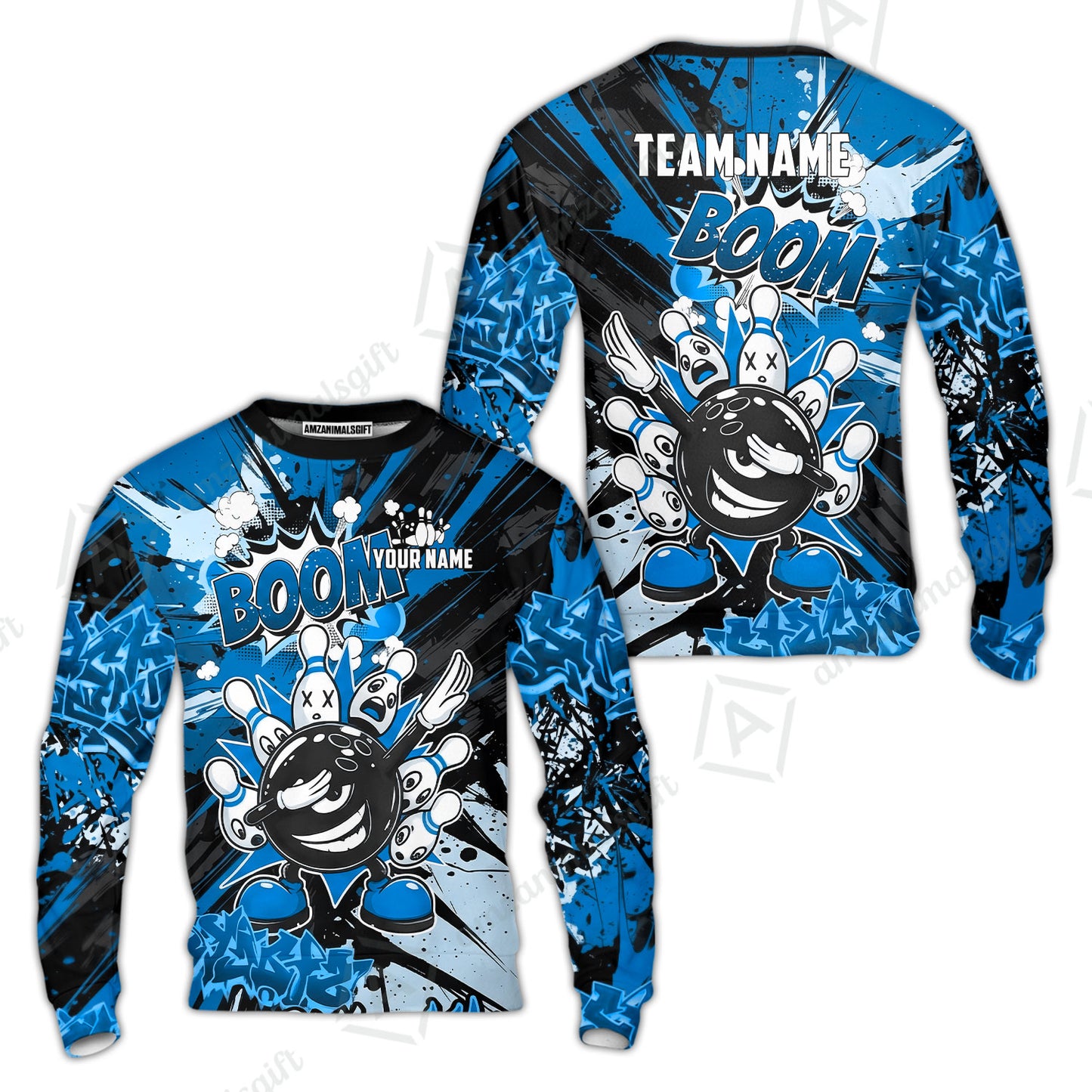 Custom Bowling Jersey Polo Shirt, Dabbing Cartoon Monster, Custom Bowling Jersey Team Shirt For Players With Name & Team Name