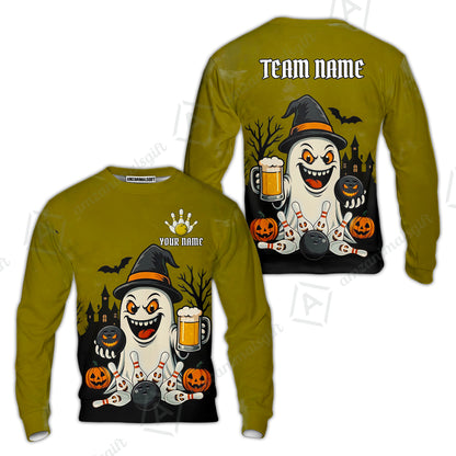 Custom Bowling Jersey Polo Shirt, Bowling Halloween Witch, Custom Bowling Jersey Team Shirt For Players With Name & Team Name