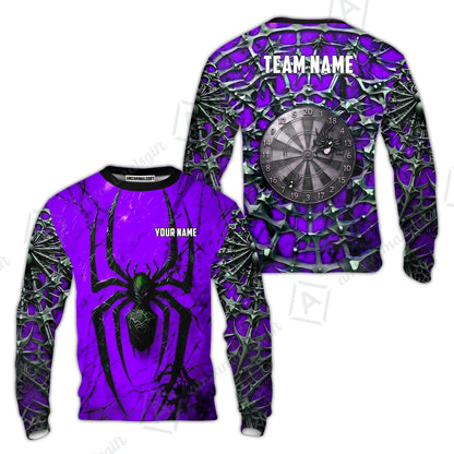 Custom Darts Jersey Polo Shirt, Gothic Widow Spiderweb, Custom Dart Jersey Team Shirt For Players With Name & Team Name