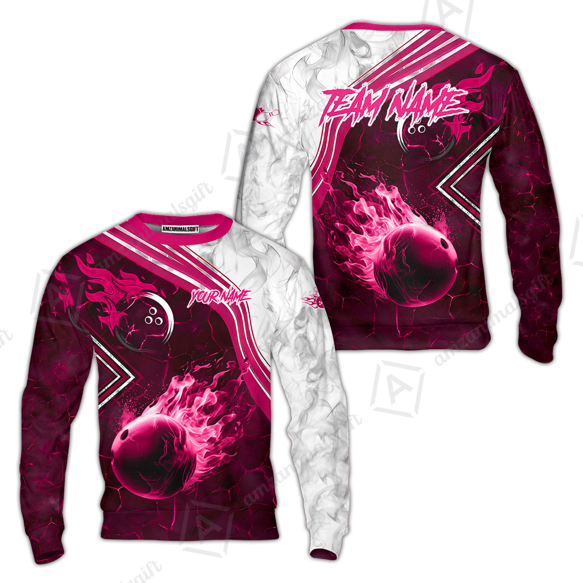 Customized Bowling Unisex Polo Shirt, Fire & Smoke Bowling Ball, Bowling Uniform - Personalized Name And Team Name