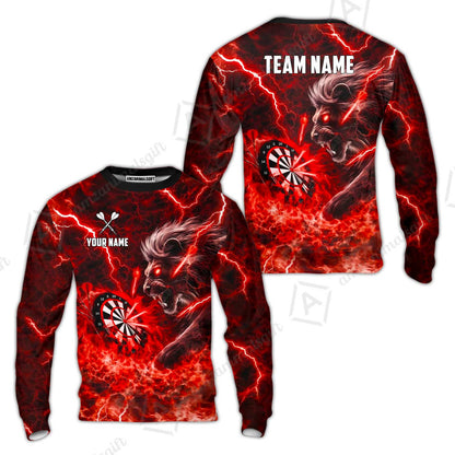 Custom Darts Team Jersey, Personalized Lightning Lion Jersey Shirt For Players With Name & Team Name