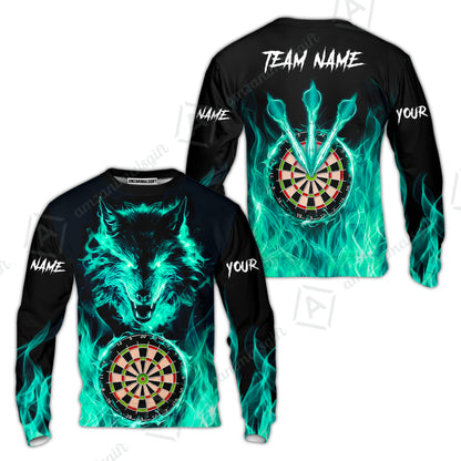 Custom Darts Jersey Polo Shirt, Dartboard Fierce Wolf Design, Uniform Dart - Personalized Name And Team Name