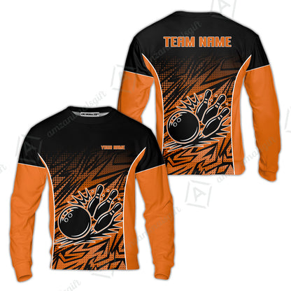 Customized Bowling Unisex Polo Shirt, Abstract Sameless Pattern Color Bowling Uniforms, Personalized Name And Team Name