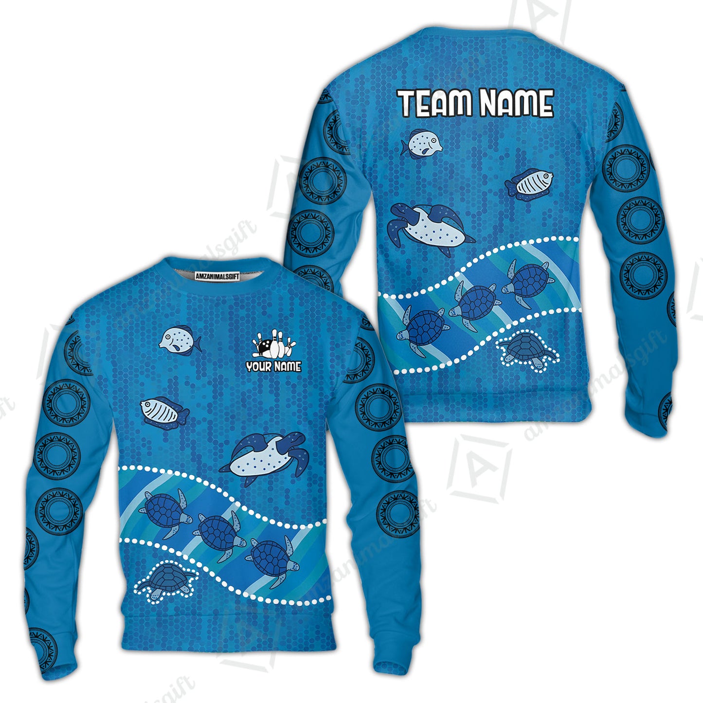 Custom Bowling Jersey Polo Shirt, Sea Turtle Bowling, Custom Bowling Jersey Team Shirt For Players With Name & Team Name