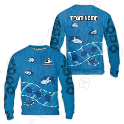Custom Bowling Jersey Polo Shirt, Sea Turtle Bowling, Custom Bowling Jersey Team Shirt For Players With Name & Team Name