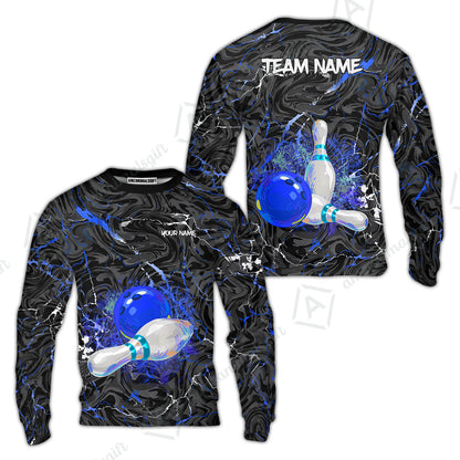 Customized Bowling Unisex Polo Shirt, Swirling Marbled Pattern Vibrant Veins, Bowling Uniforms, Personalized Name And Team Name