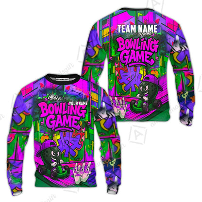 Custom Bowling Jersey Polo Shirt, Street Graffiti Go Kart Ball, Custom Bowling Jersey Team Shirt For Players With Name and Team Name