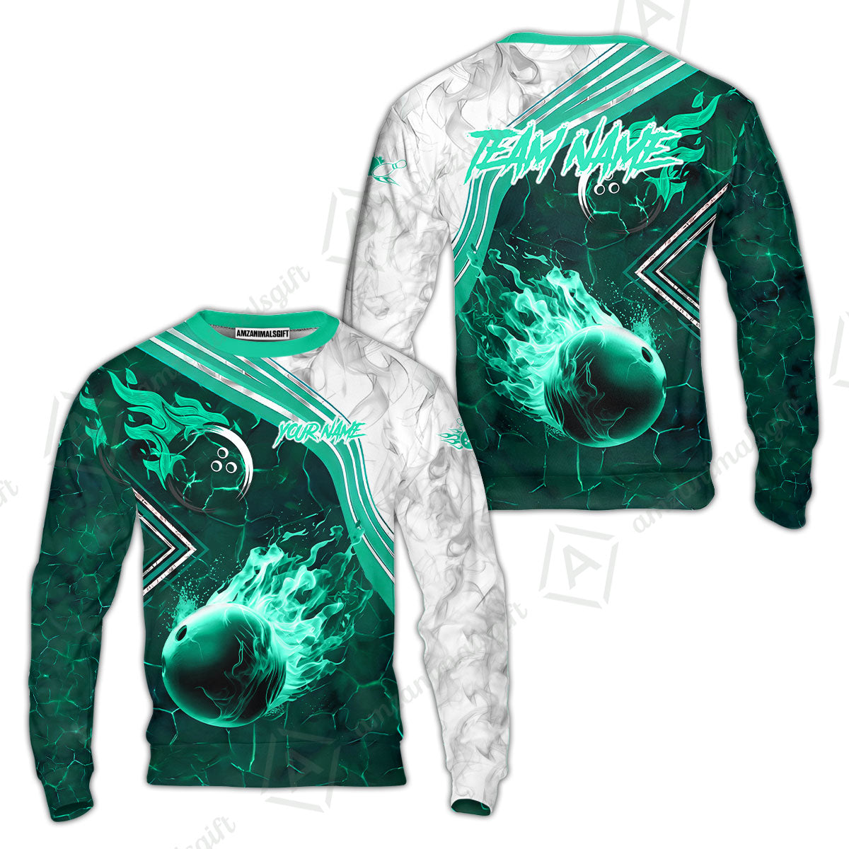 Customized Bowling Unisex Polo Shirt, Fire & Smoke Bowling Ball, Bowling Uniform - Personalized Name And Team Name