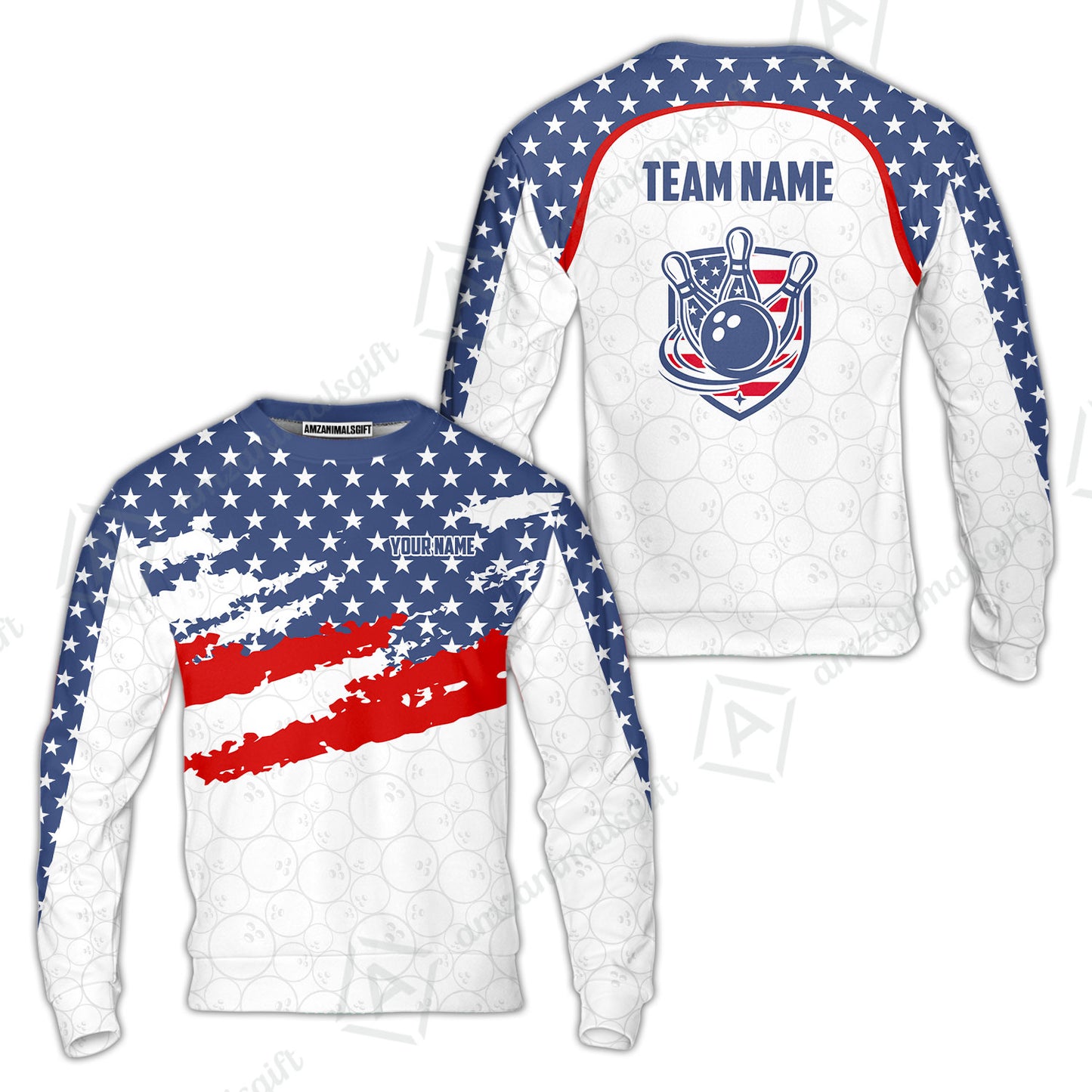 Custom Bowling Jersey Polo Shirt, America Star Flag Bowling, Custom Bowling Jersey Team Shirt For Players With Name & Team Name