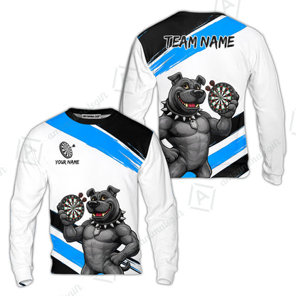 Custom Darts Jersey Polo Shirt, Pitbull Hold Dart Board, Custom Dart Jersey Team Shirt For Players With Name & Team Name