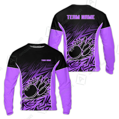 Customized Bowling Unisex Polo Shirt, Abstract Sameless Pattern Color Bowling Uniforms, Personalized Name And Team Name