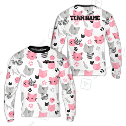 Customized Cat Bowling Watercolor Bowling Jersey, Custom Name And Team Name For Bowlers