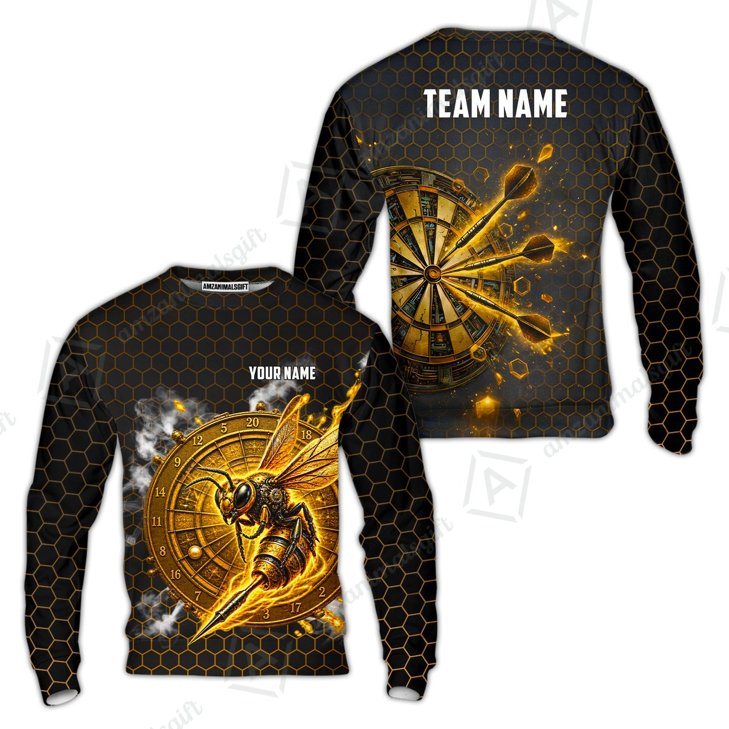 Custom Darts Team Jersey, Personalized Bee Strike Dart Polo Shirt For Players With Name & Team Name