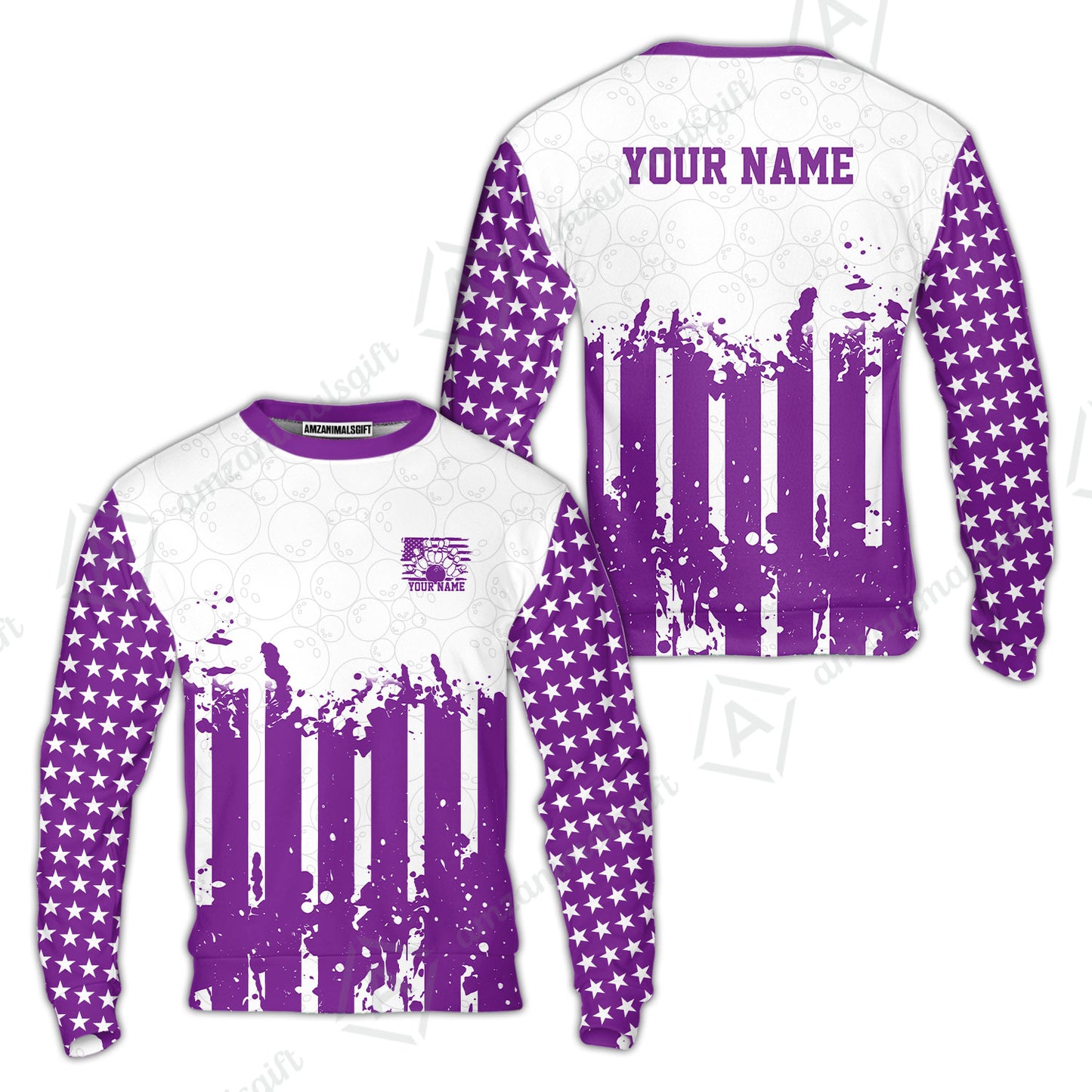 Custom Bowling Jersey Polo Shirt, Distressed Stars and Stripes Grunge, Custom Bowling Jersey Team Shirt For Players With Name and Team Name