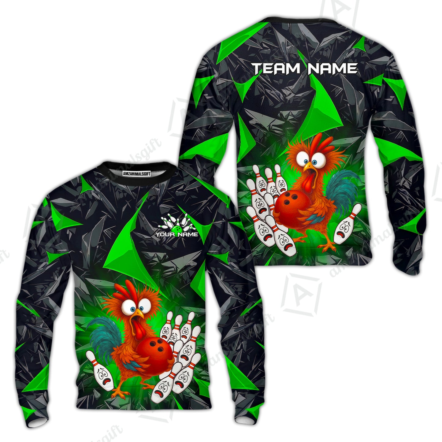 Custom Bowling Jersey Polo Shirt, Crazy Chicken Bowling Custom Bowling Jersey Team Shirt For Players With Name & Team Name