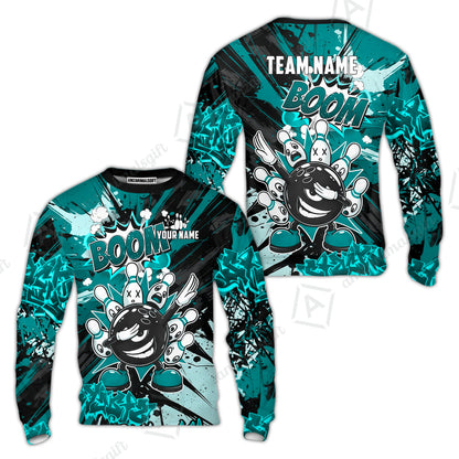 Custom Bowling Jersey Polo Shirt, Dabbing Cartoon Monster, Custom Bowling Jersey Team Shirt For Players With Name & Team Name