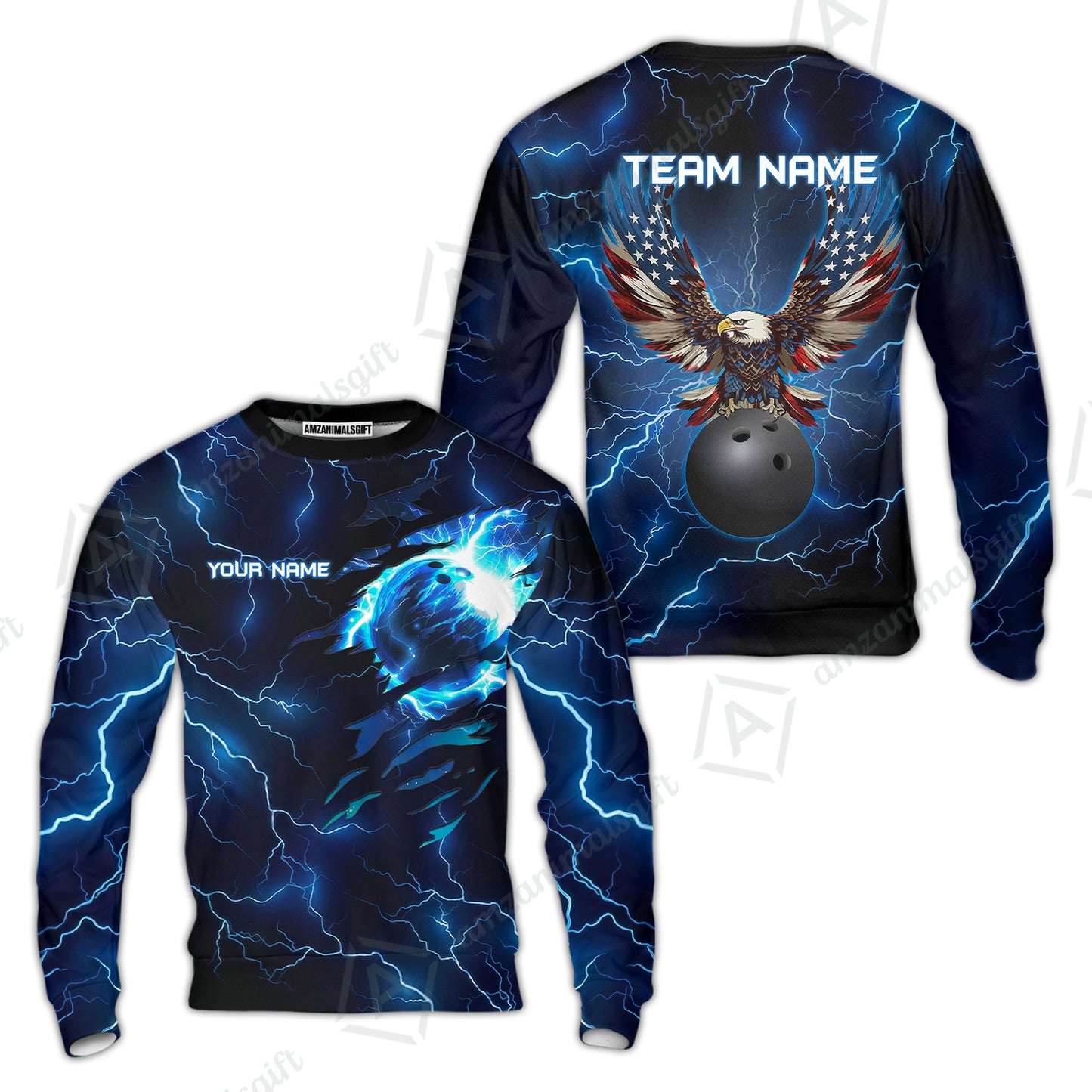 Custom Bowling Jersey Polo Shirt, Patriotic Bald Eagle Bowling, Custom Bowling Jersey Team Shirt For Players With Name & Team Name