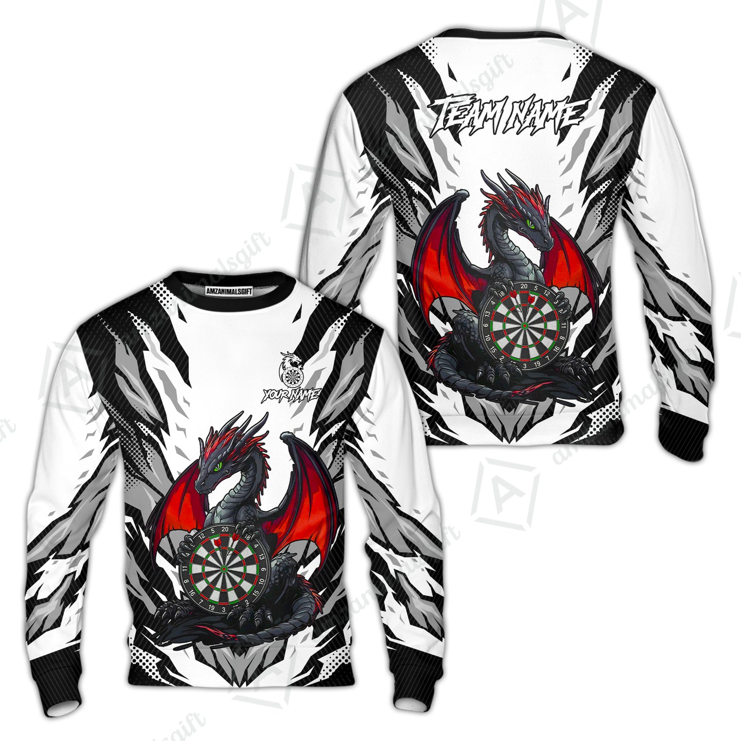Custom Darts Team Jersey, Personalized Fantasy Dragon Dart Polo Shirt For Players With Name & Team Name