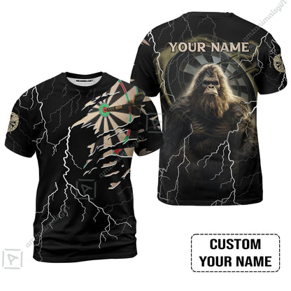 Customized Name Darts Hoodie, Bullseye Dartboard Personalized Bigfoot And Darts Hoodie