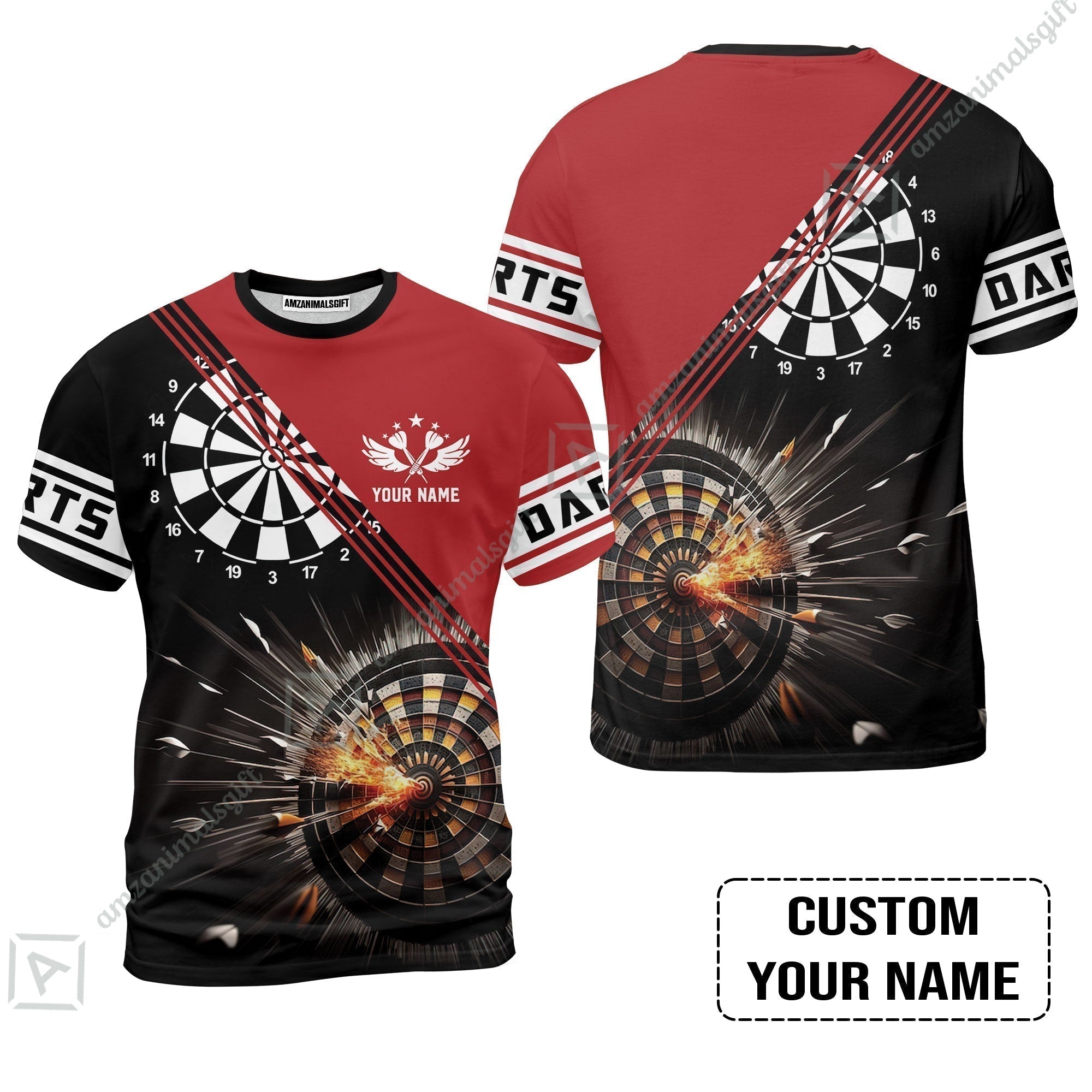 Customized Red Darts T-Shirt, Custom Darts For Team T-Shirt