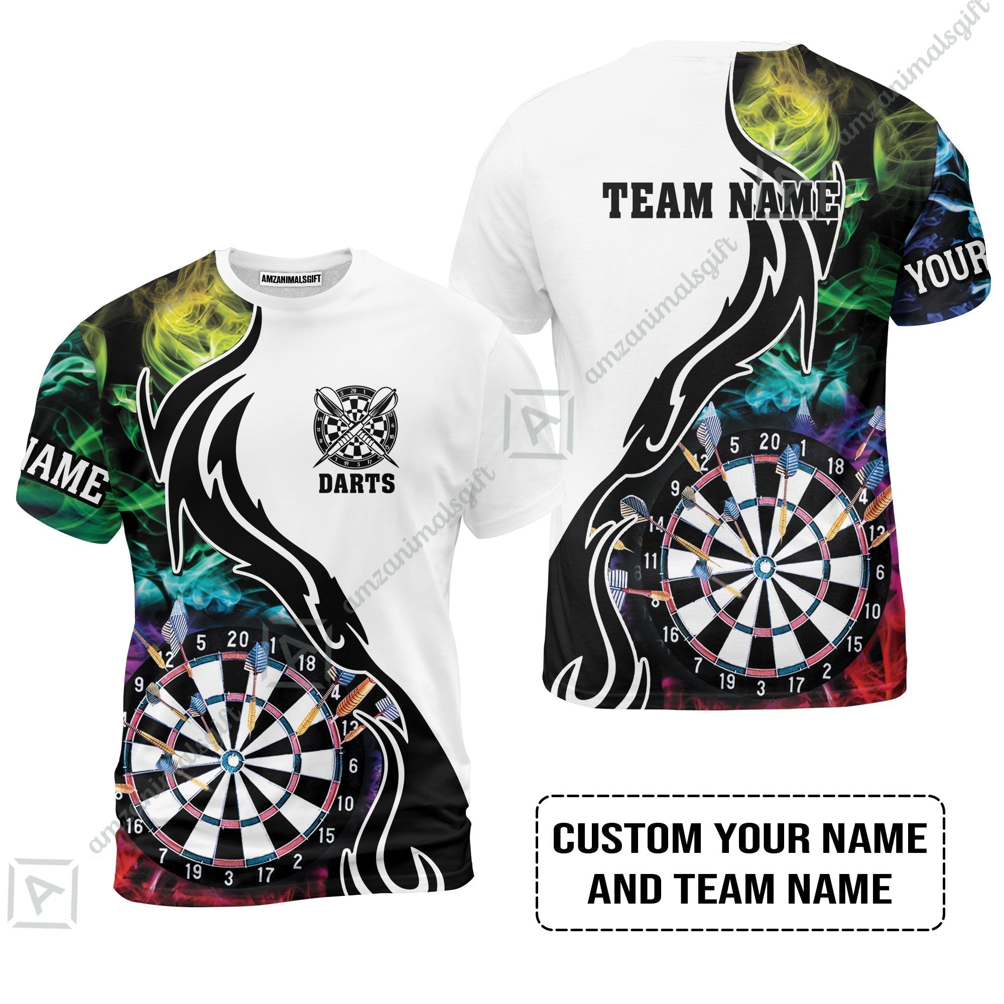 Custom Multicolor Darts T-Shirt, Personalized Darts For Team T-Shirt