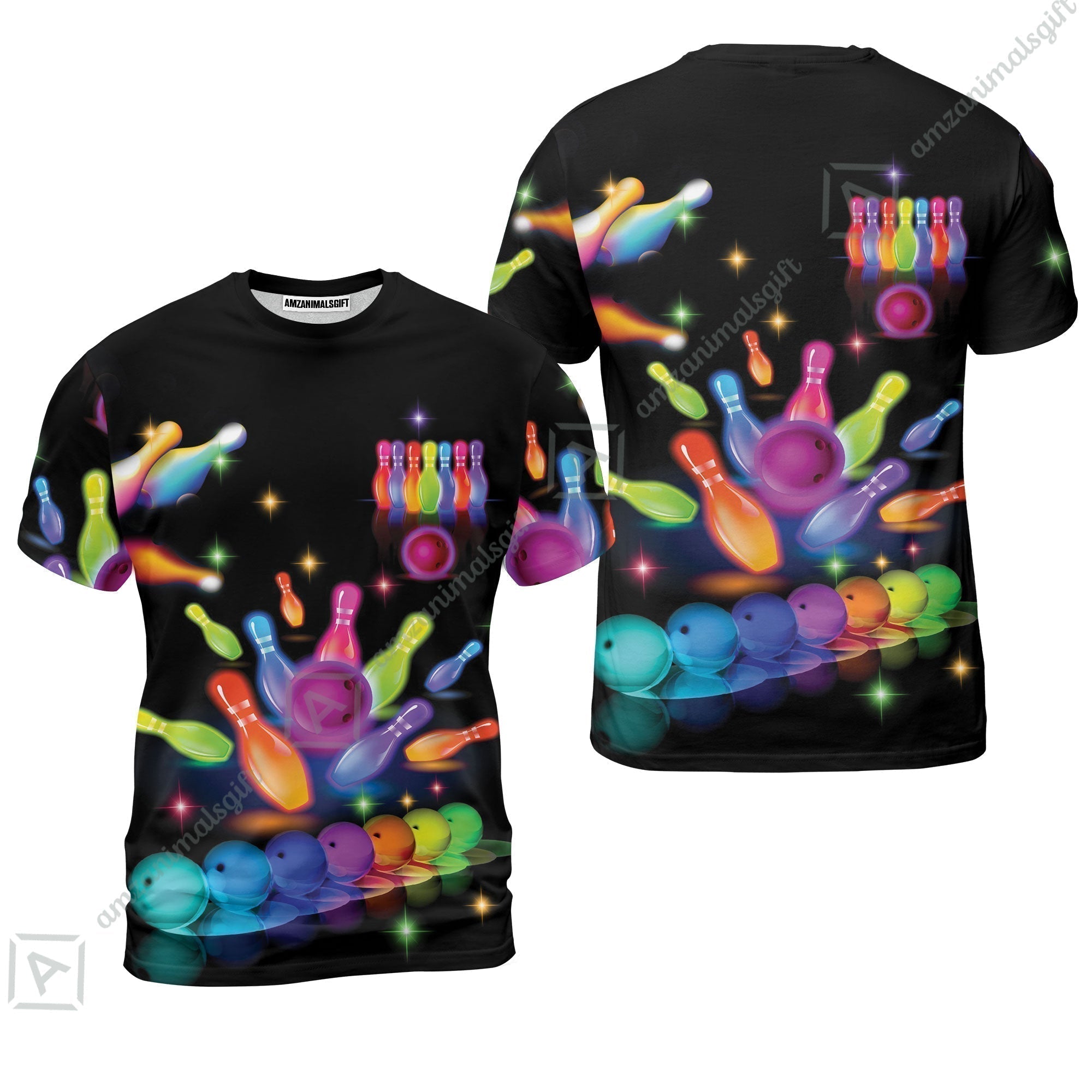 Bowling T-Shirt, Colorful Bowling Shirt For Women And Men, Bowling Team Players T-Shirt