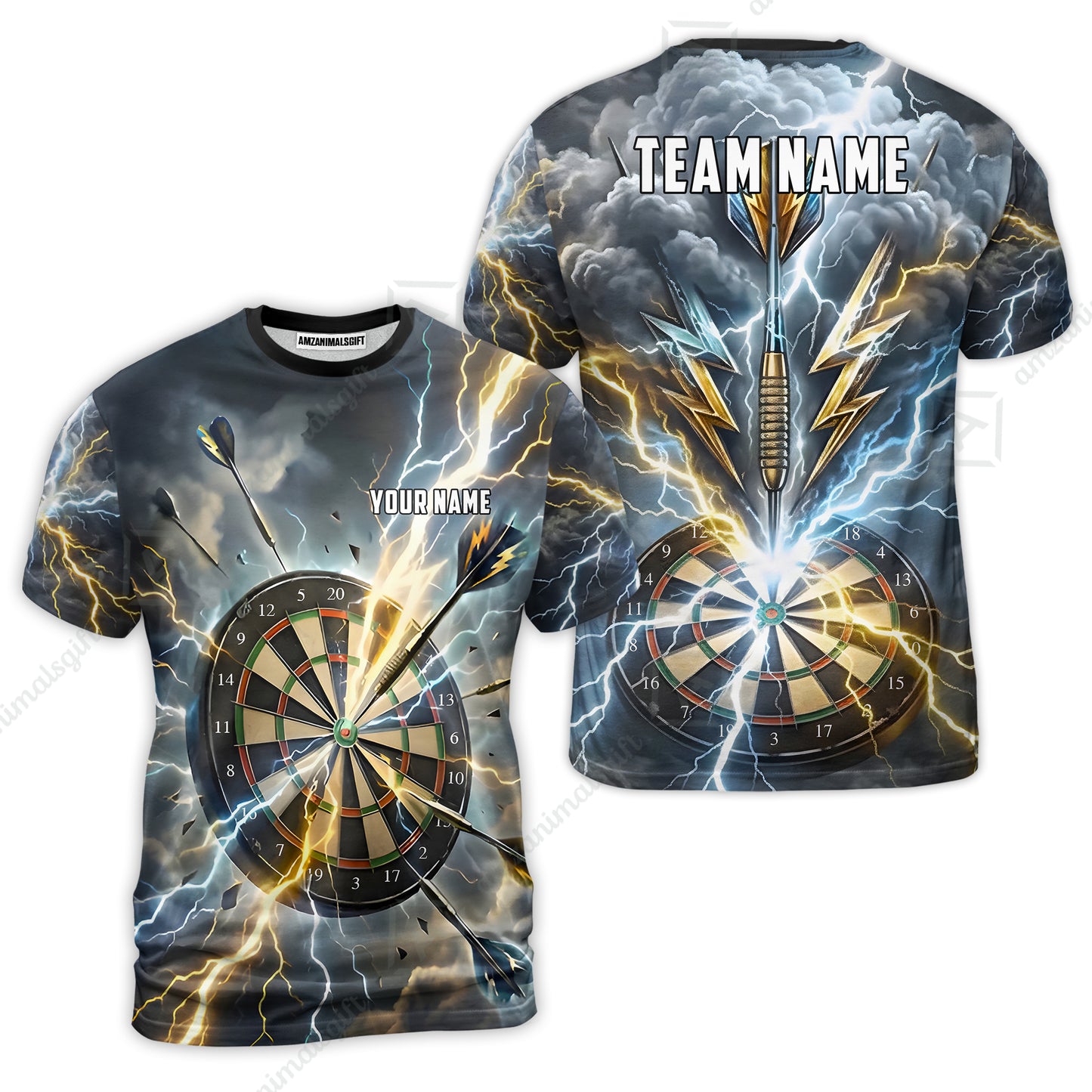 Custom Darts Team Jersey, Personalized Lightning Darts Polo Shirt For Players With Name & Team Name