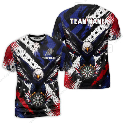 Custom Dart Jersey Team Shirt For Players, American Flag and Eagle Hold Board, Personalize Name and Team Name