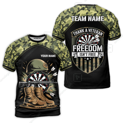 Custom Military Green Camouflage Dartboard Collar Quater-Zip Jersey Team Shirts, Customized Name Team Name Darts Team Jerseys Uniform