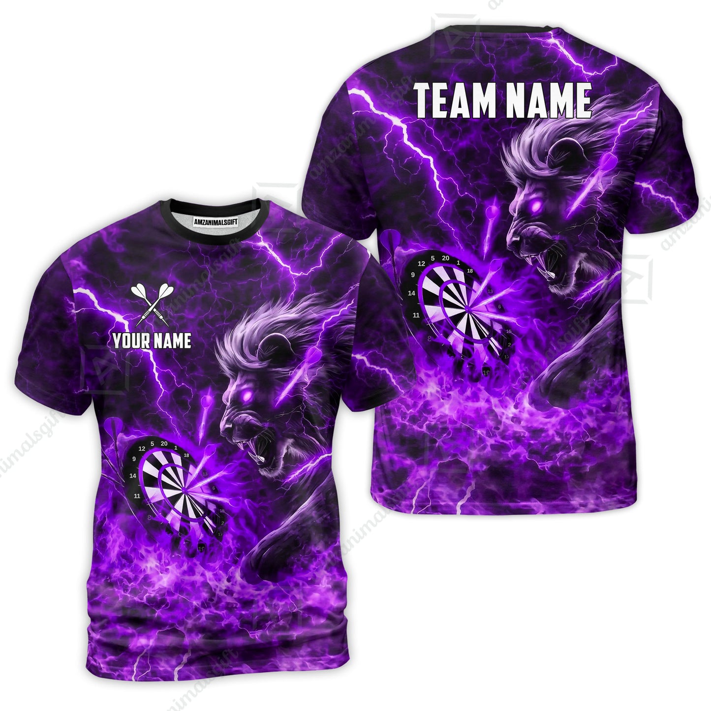 Custom Darts Team Jersey, Personalized Lightning Lion Jersey Shirt For Players With Name & Team Name