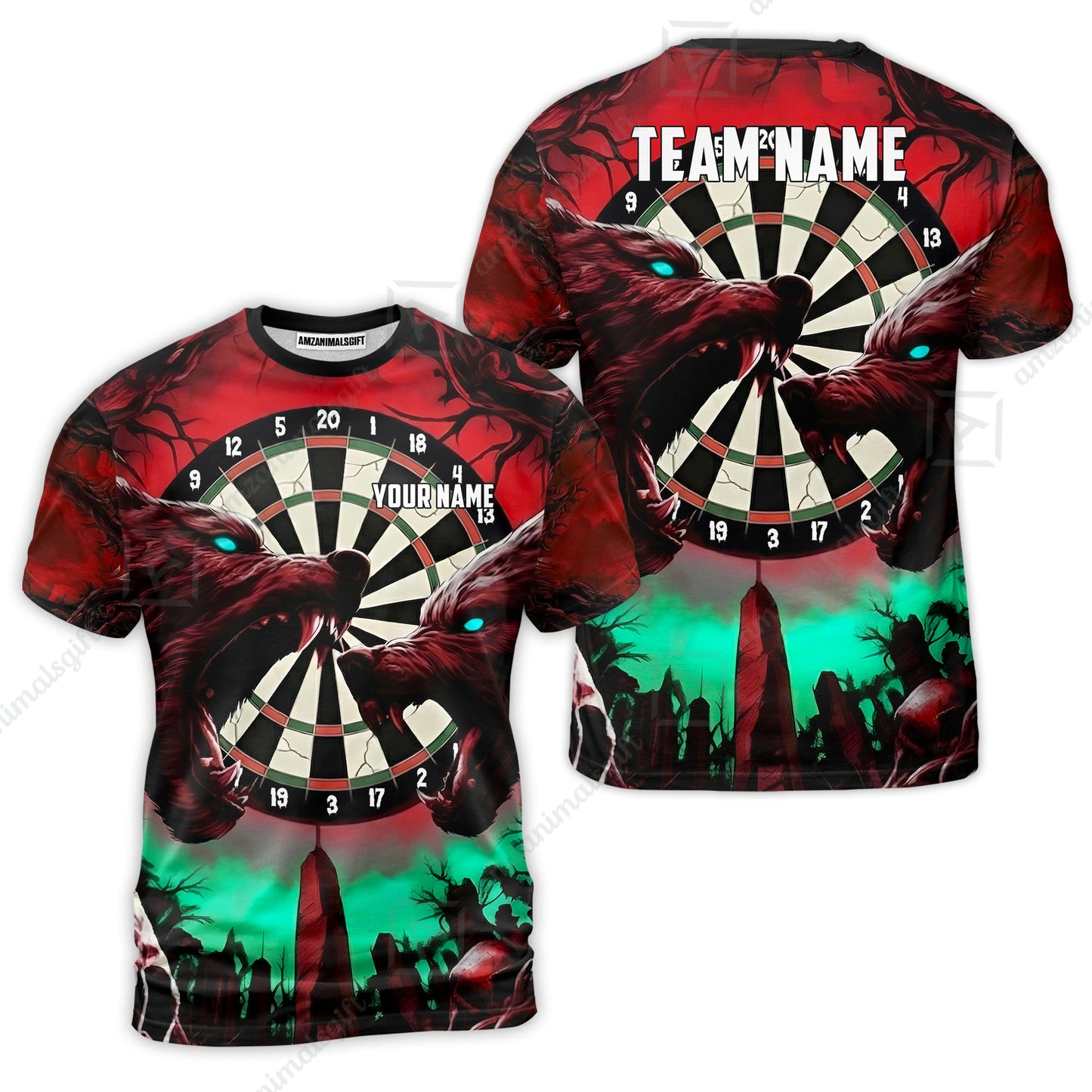 Custom Darts Team Jersey, Personalized Black Forest Wolves Dart Polo Shirt For Players With Name & Team Name