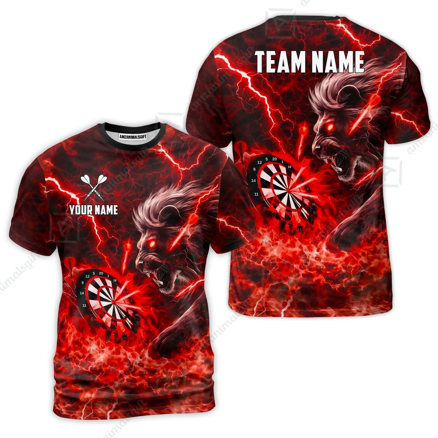 Custom Darts Team Jersey, Personalized Lightning Lion Jersey Shirt For Players With Name & Team Name