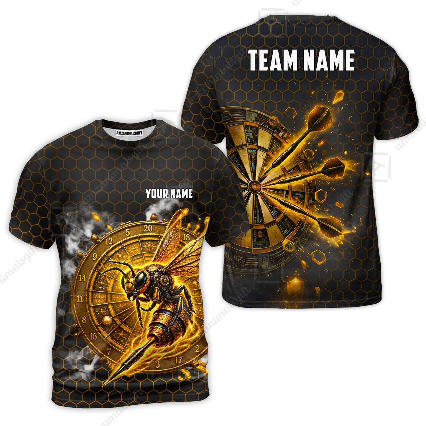 Custom Darts Team Jersey, Personalized Bee Strike Dart Polo Shirt For Players With Name & Team Name
