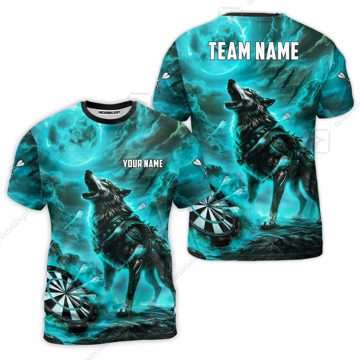 Custom Darts Team Jersey, Personalized Flaming Wolf Jersey Shirt For Players With Name & Team Name