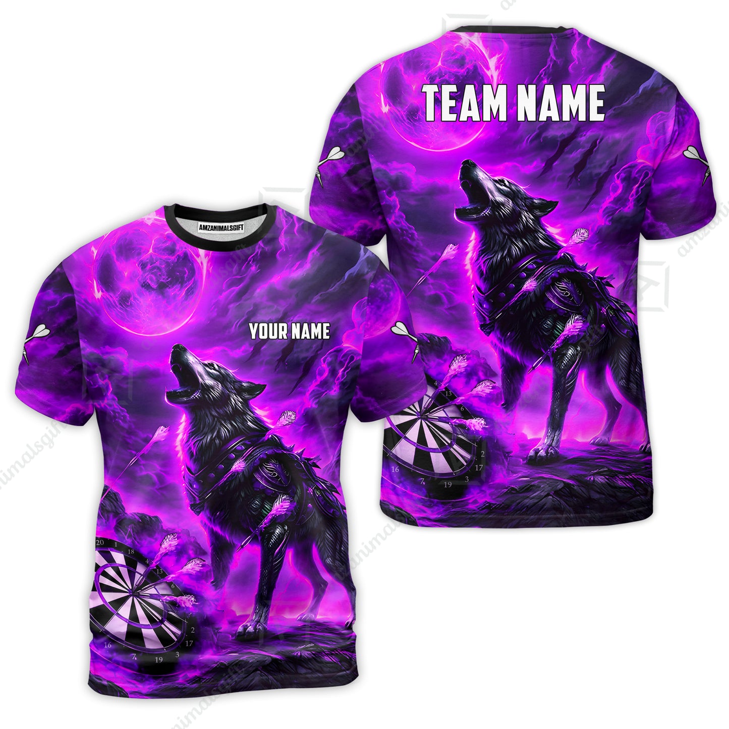 Custom Darts Team Jersey, Personalized Flaming Wolf Jersey Shirt For Players With Name & Team Name