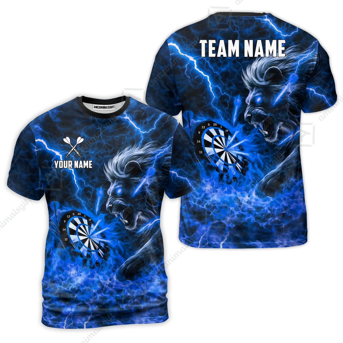 Custom Darts Team Jersey, Personalized Lightning Lion Jersey Shirt For Players With Name & Team Name