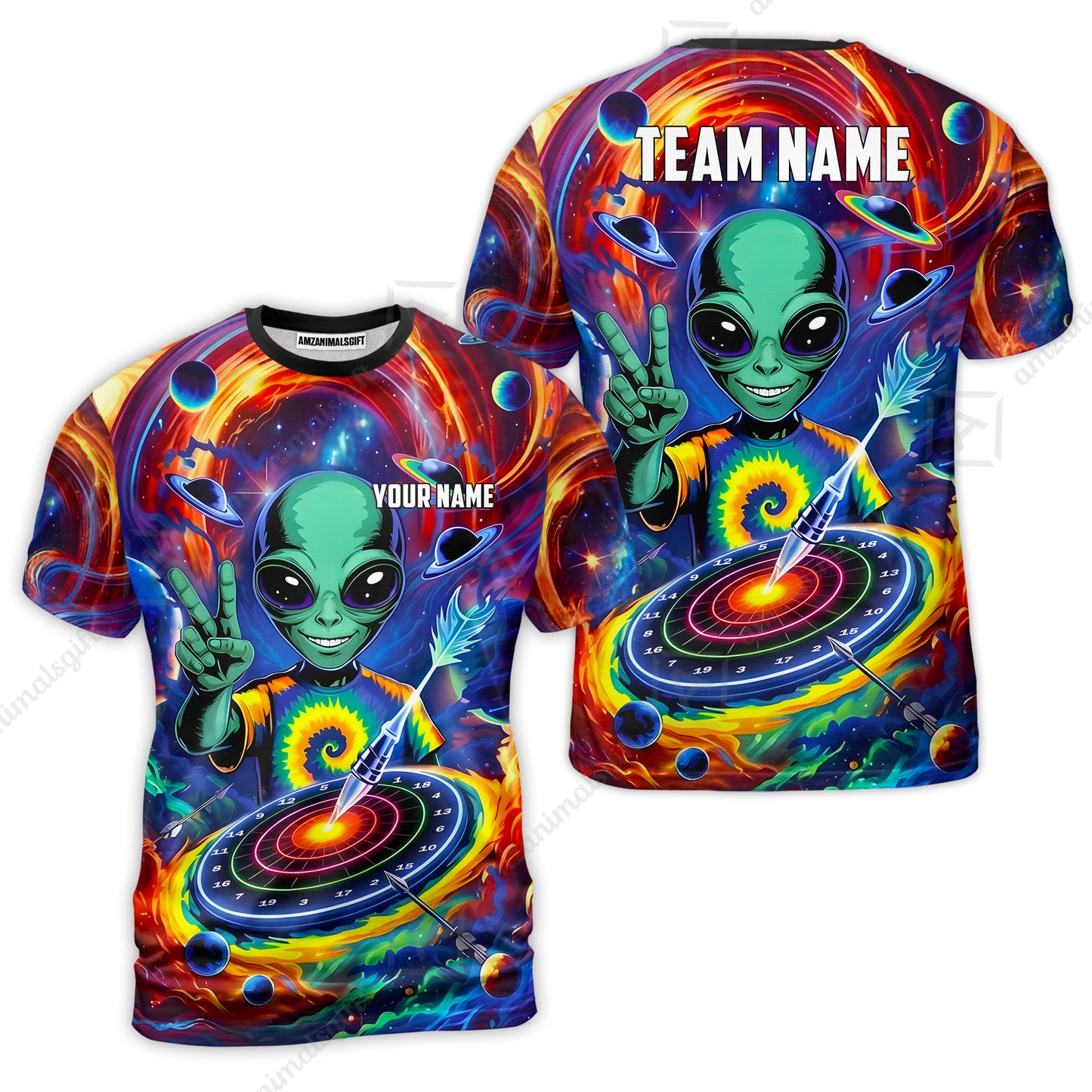 Custom Darts Team Jersey, Personalized Alien Vortex Strike Dart Polo Shirt For Players With Name & Team Name