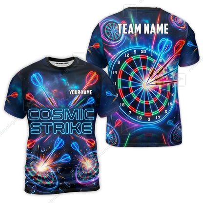 Custom Darts Team Jersey, Personalized Neon Galaxy Strike Darts Polo Shirt For Players With Name & Team Name
