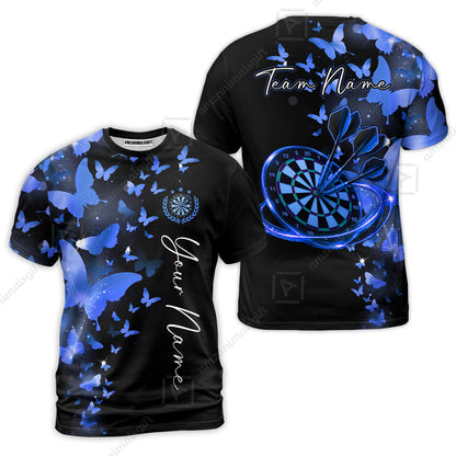 Customized Butterfly Elegant Sparkling Multicolor Darts Jersey, Personalized Name And Team Name For Players