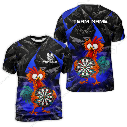 Custom Darts Team Jersey, Personalized Funky Rooster Dart Shirt For Players With Name & Team Name