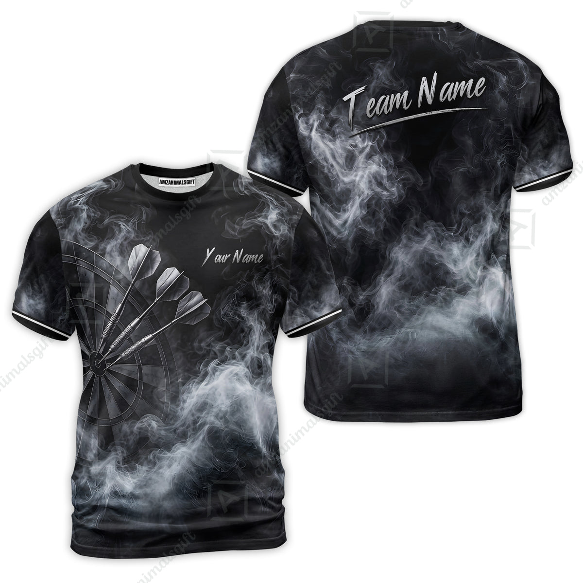 Custom Fog Rolling Darts Jersey, Personalized Name & Team Name, Smoky Dartboard Shirt for Players