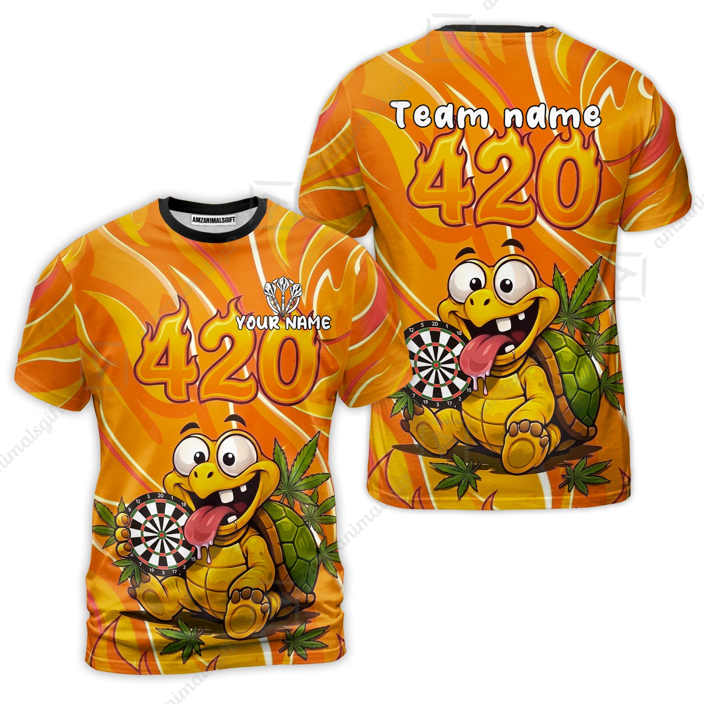 Custom Dart Jersey Team Shirt For Players, Funny Turtle 420, Personalize Name and Team Name