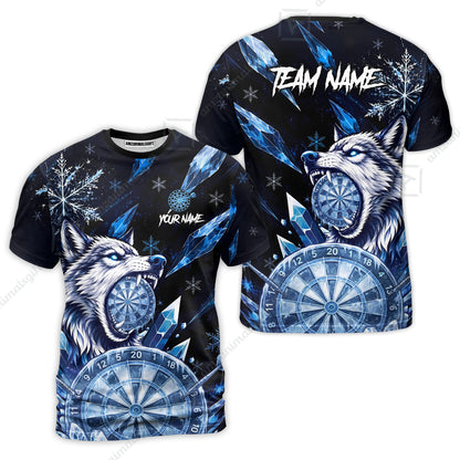 Customized Ice Wolf Crystal Winter Mascot Darts Jersey, Personalized Name And Team Name For Players