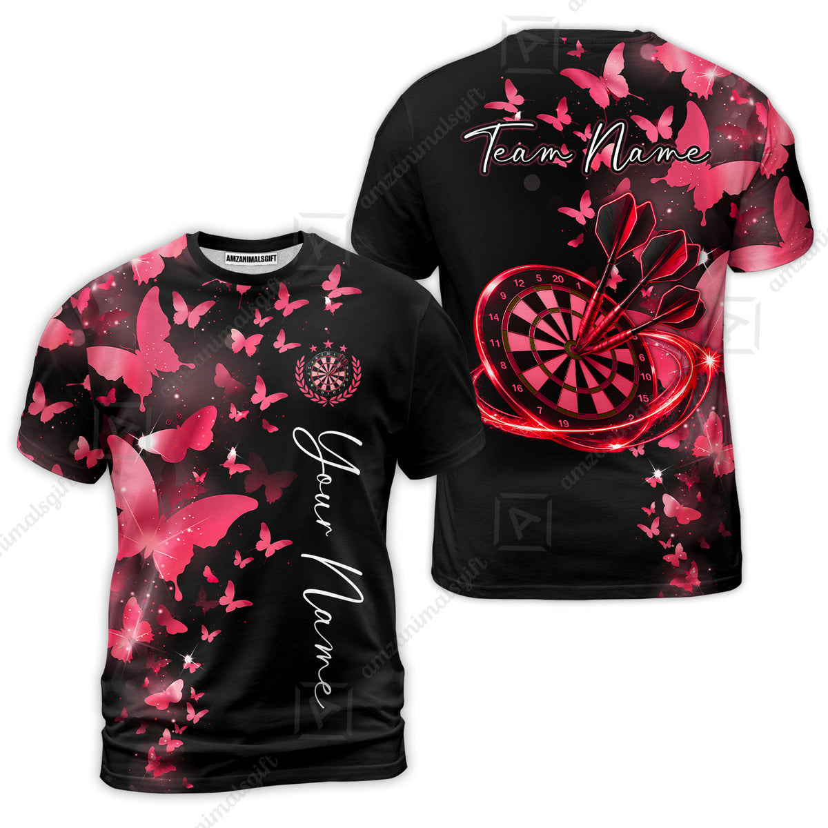 Customized Butterfly Elegant Sparkling Multicolor Darts Jersey, Personalized Name And Team Name For Players